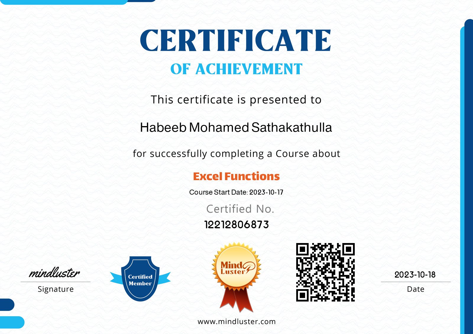 Habeeb excel functions mind luster