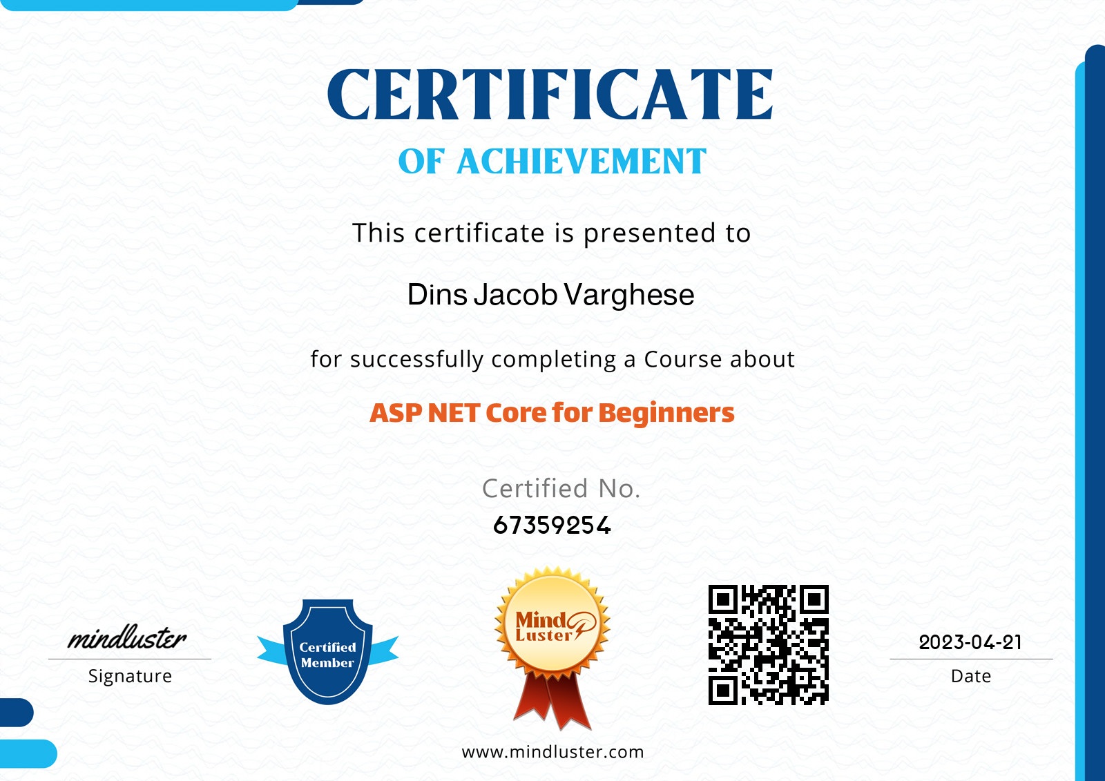 Dins Jacob Vargheses-ASP NET Core for Beginners - Mind Luster