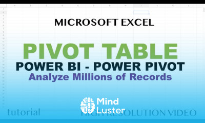 Excel Pivot table power BI for beginners