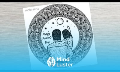 Father and son mandala art drawing