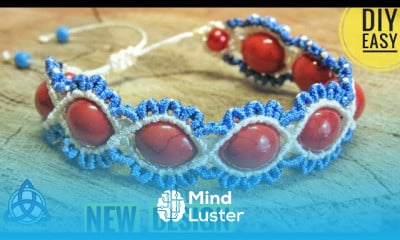 Making macrame earrings blue waves