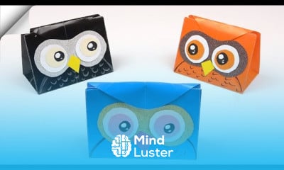 Making origami paper bag owl