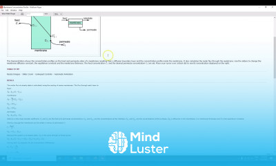 Animation Membrane Concentration Profile Effect of Concentration and Membrane Width Lec093