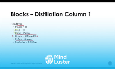 Filling up a Rigorous Distillation Column using RadFrac Model Lec 023
