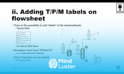 Adding Temp Pres Flow labels to the Flowsheet Lec132