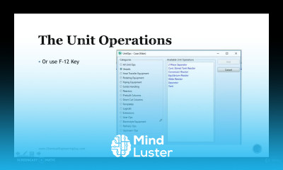 Introduction to Unit Operations HYSYS Basic Course Lec23