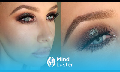 FULL GLAM Blue Brown Sparkly Smokey Eye Flawless Skin | Lauren Curtis