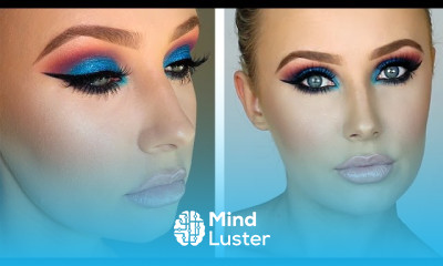 FULL GLAM Sparkly Blue Pink Eyes Flawless Skin | Lauren Curtis