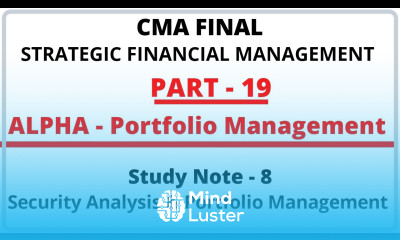 Alpha Calculation | Portfolio Management | Strategic Financial Management | CMA Final | CMA Junction