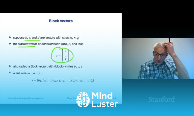 Stanford ENGR108 Introduction to Applied Linear Algebra | 2020 | Lecture 2 vector notation