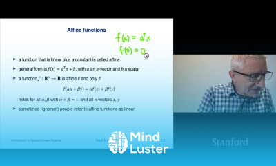 Stanford ENGR108 Introduction to Applied Linear Algebra | 2020 | Lecture 7 VMLS linear functions