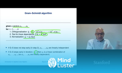 Stanford ENGR108 Introduction to Applied Linear Algebra | 2020 | Lecture 16 VMLS Gram Schmidt algo