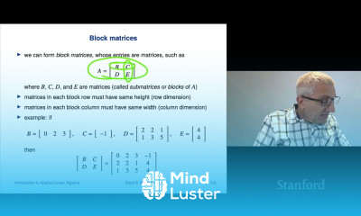 Stanford ENGR108 Introduction to Applied Linear Algebra | 2020 | Lecture 17 VMLS matrix notation