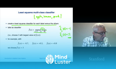Stanford ENGR108 Introduction to Applied Linear Algebra | 2020 | Lecture 40 VMLS multiclass classif