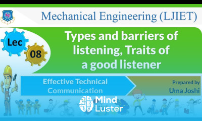 L 08 Listening skills | Effective Technical Communication | Mechanical