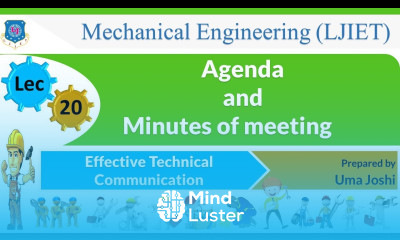 L 20 | Agenda and minutes of meeting | Effective Technical Communication | Mechanical