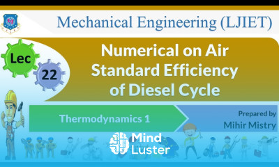 L 22 Numerical on Air Standard Efficiency of Diesel Cycle | Thermodynamics 1 | Mechanical