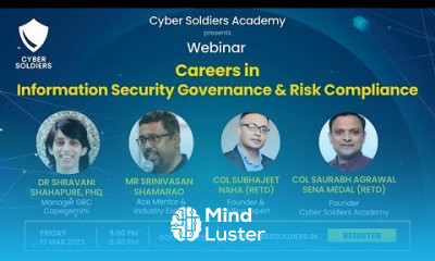Webinar on Careers in Information Security Governance Risk Compliance by Cyber Soldiers 17Mar23