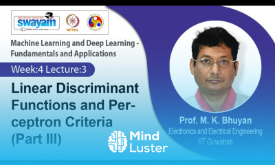 Lec 18 Linear Discriminant Functions and Perceptron Criteria Part III