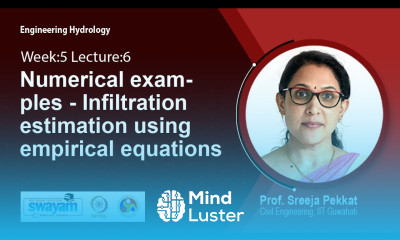 Lec 37 Numerical examples Infiltration estimation using empirical equations