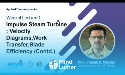 Lec 13 Impulse Steam Turbine Velocity Diagrams Work Transfer Blade Efficiency Contd