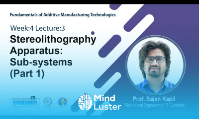 Lec 11 Stereolithography Apparatus Sub systems Part 1