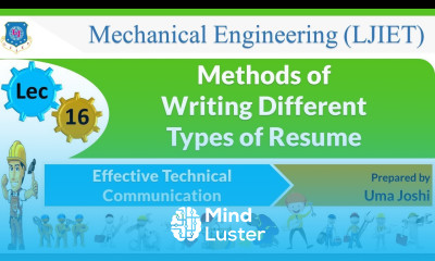 L 16 Methods of Writing Different Types of Resume| Effective Technical Communication | Mechanical