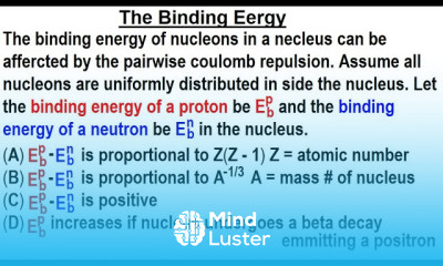 JEE Advanced Physics 2022 Paper 1 14 The Binding Energy