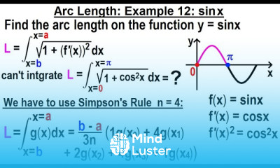 Calculus 2 Ch 18 Arc Length of Curves 16 of 18 Example 12 y sinx