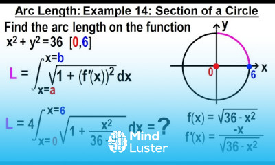 Calculus 2 Ch 18 Arc Length of Curves 18 of 18 Example 14 Section of a Circle
