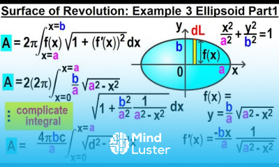 Calculus 2 Ch 19 Surface Area of Revolution 8 of 11 Example 3 Ellipsoid Part 1