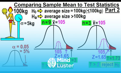 Statistics Ch 9 Hypothesis Testing 18 of 35 Comparing Sample Mean to Test Statistics Part 2