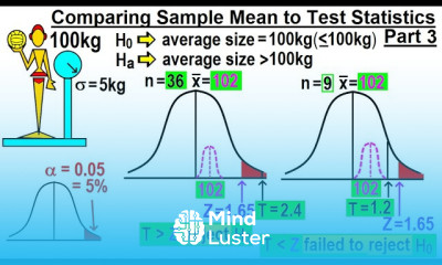 Statistics Ch 9 Hypothesis Testing 19 of 35 Comparing Sample Mean to Test Statistics Part 3