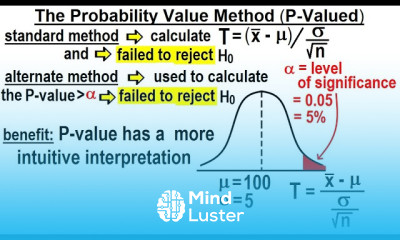 Statistics Ch 9 Hypothesis Testing 20 of 35 The Probability Value Method P Value