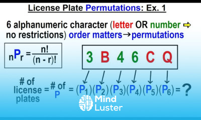 Statistics Ch 8 Combinations and Permutations 14 of 22 License Plate Permutation Ex 1