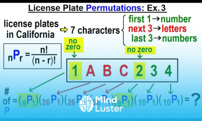 Statistics Ch 8 Combinations and Permutations 16 of 22 License Plate Permutations Ex 3