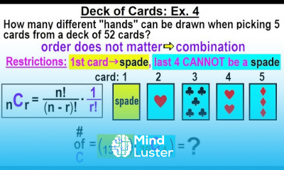 Statistics Ch 8 Combinations and Permutations 21 of 22 Deck of Cards Combination Ex 4