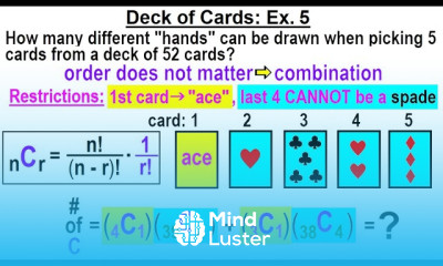 Statistics Ch 8 Combinations and Permutations 22 of 22 Deck of Cards Combination Ex 5