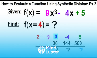Algebra Ch 50 Synthetic Division 7 of 16 Using Synthetic Division to Evaluate a Function Ex 2
