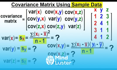 Covariance 13 of 17 Covariance Matrix using Sample Data