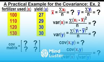 Covariance 16 of 17 A Practical Example for the Covariance Example 2
