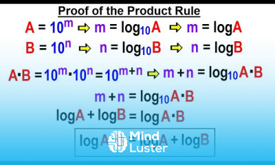 Algebra Ch 47 Logarithmic Functions 14 of 26 Proof of the Product Rule