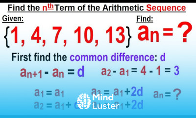 Algebra Ch 48 Sequences and Series 20 of 34 Find the nth Term of the Arithmetic Sequence