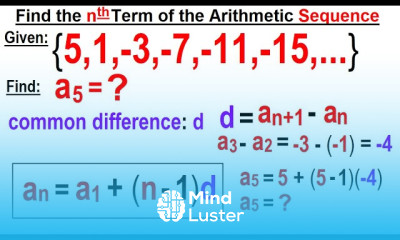 Algebra Ch 48 Sequences and Series 21 of 34 Find the nth Term of the Arithmetic Sequence