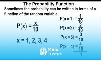 Statistics Ch 5 Discrete Random Variable 7 of 27 The Probability Function
