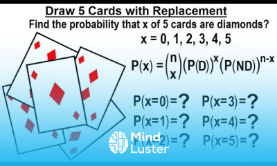 Statistics Ch 5 Discrete Random Variable 21 of 27 Draw 5 cards with Replacement
