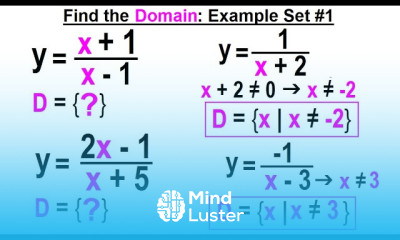 Algebra Ch 43 Functions and Relations 6 of 11 Find the Domain Example Set 1