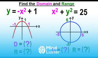 Algebra Ch 43 Functions and Relations 11 of 11 Find the Domain and Range