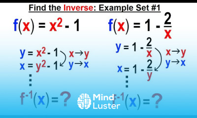Algebra Ch 45 The Inverse of a Function 13 of 15 Find the Inverse Example Set 1