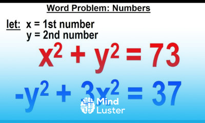 Algebra Ch 41 Solving Non Linear System of Eqns 9 of 10 Word Problem Numbers